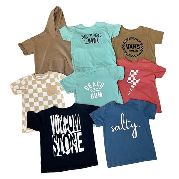 Boys size 5/6 Clothes 8 pcs Lot Little Bipsy, Vans, Volcom T-Shirts - Picture 1 of 8